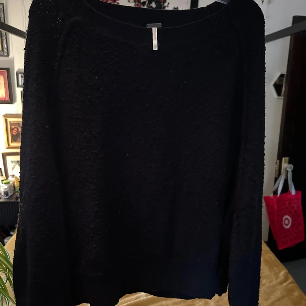 Free People Black Textured Knit Top - Picture 1 of 2
